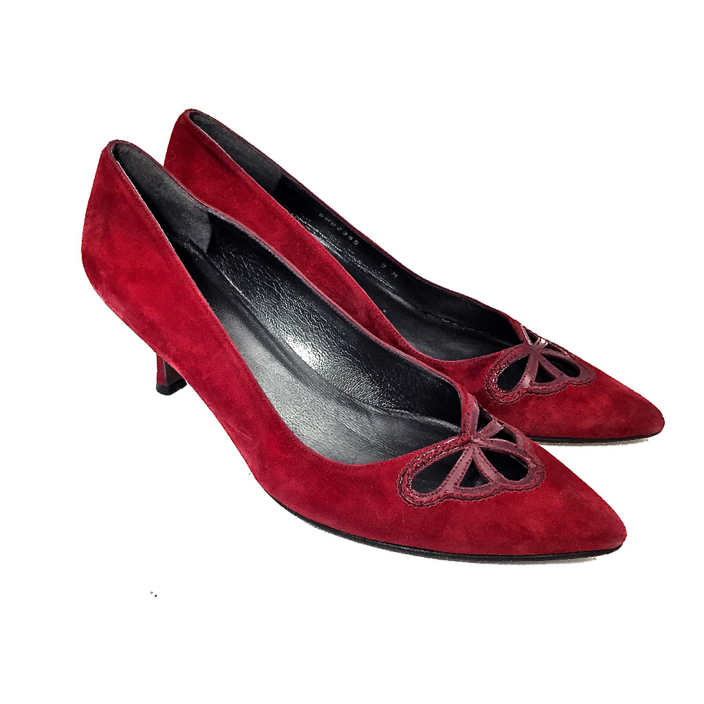 Stuart Weitzman Red Suede/Patent Pointed Pump - image 2